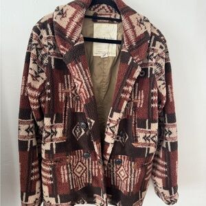 Denim & Supply Ralph Lauren Southwestern Aztec Pattern Jacket - Brown and Cream